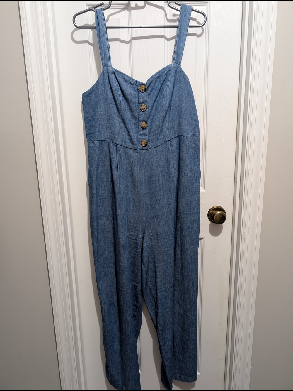 Old Navy Light Blue Denim Jumpsuit with Button Front